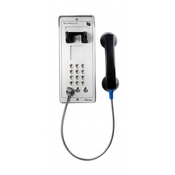 Telefone de segurança analógico cinza Teclado