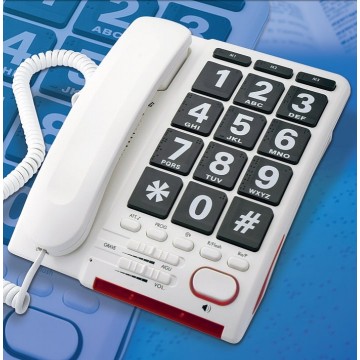 Telefone analógico com teclas muito largas em Braille
