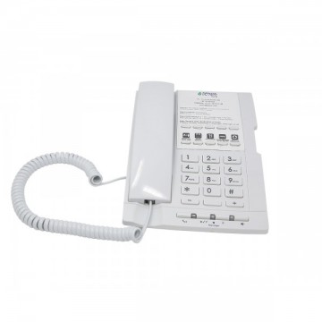 White analog hotel telephone 10 memories hands-free and large customizable label