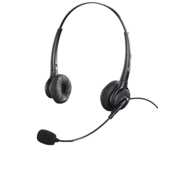 Auscultadores HD binaural robusto e prático com 2 fones de ouvido e microfone direcional