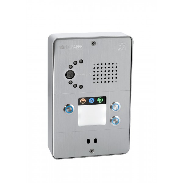 Interfone IP compacto cinza 3 botões