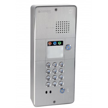 Interfone analógico cinza com teclado 1 botão