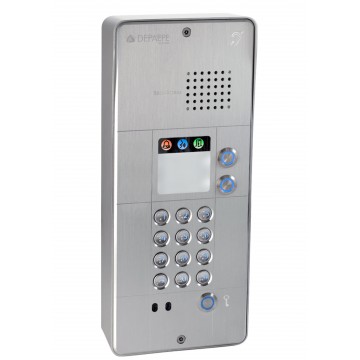 Interfone analógico cinza com teclado 2 botões